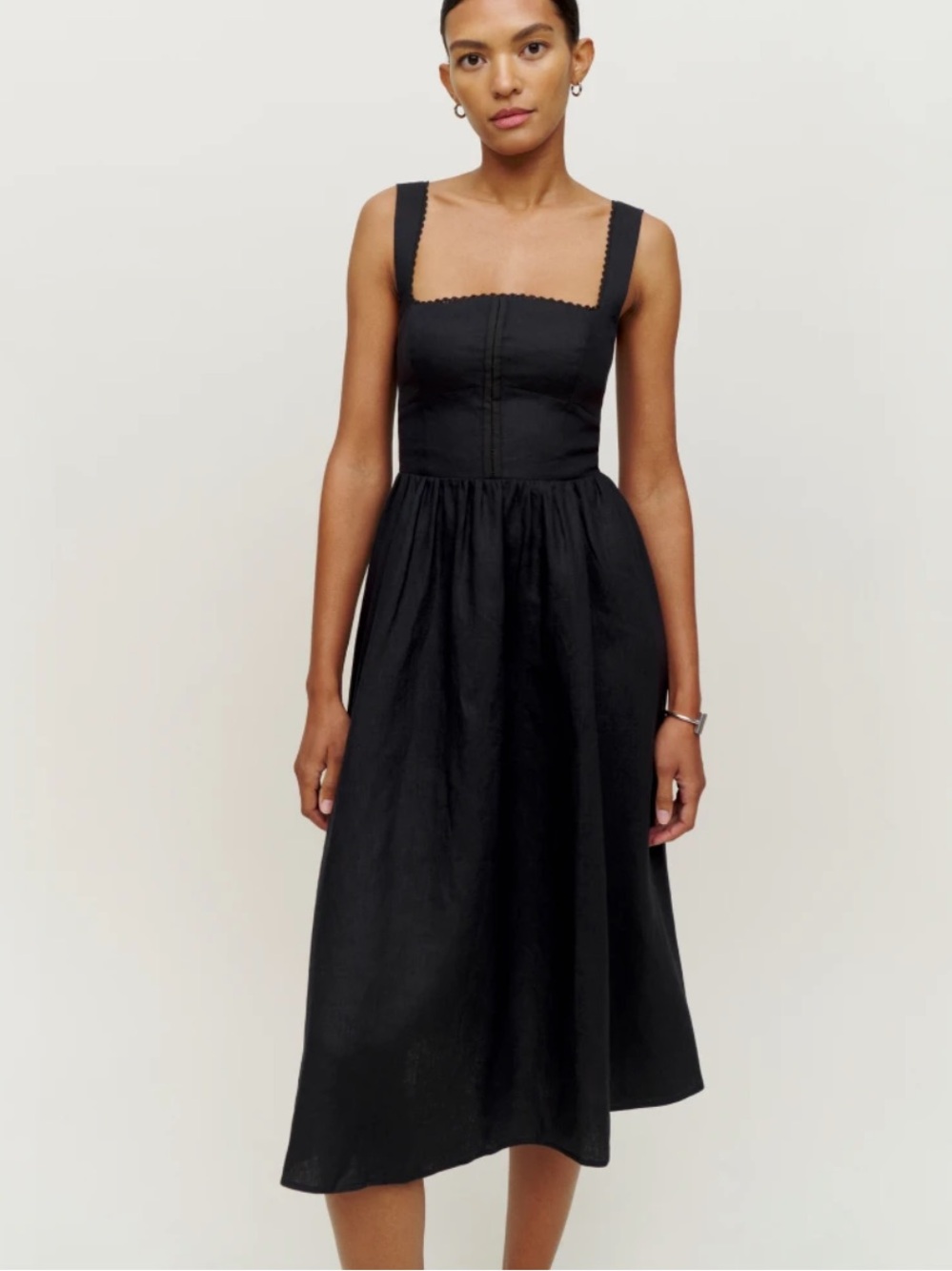 LIKE NEW REFORMATION Tagliatelle Linen Dress, Black, size 4